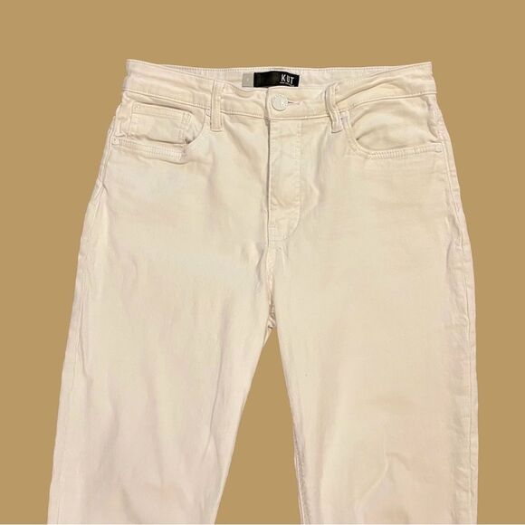 KUT From The Kloth Mom Jeans 8 Rachel High Rise Fab Ab  Raw Hem White - Picture 6 of 14